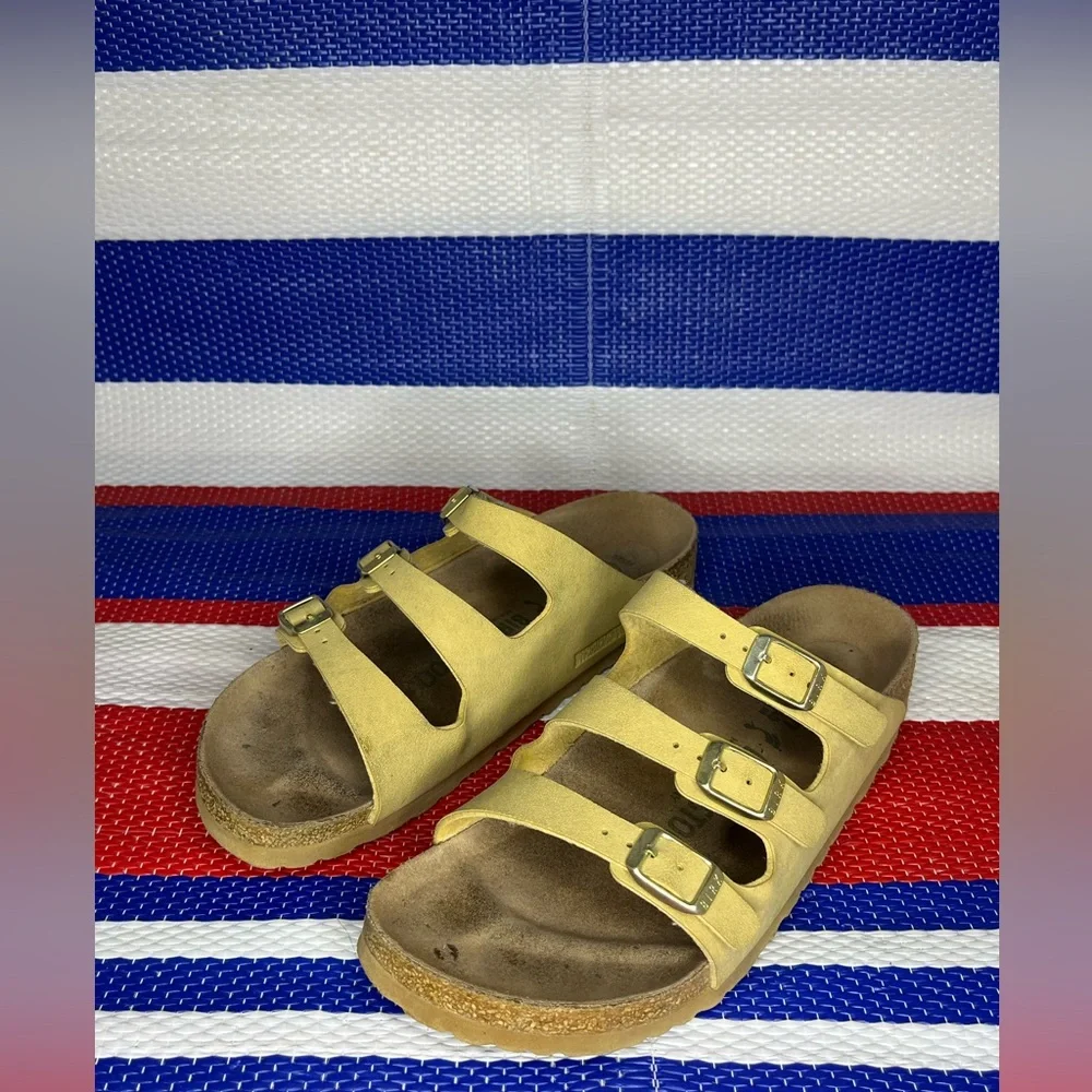 Women’s - Birkenstock Florida Vegan Three Strap Tan Latte Sandals Size 6 Shoes